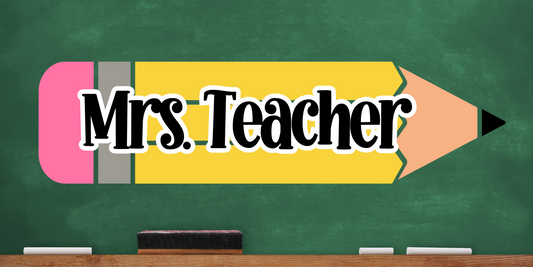 Handpainted Wood and Acrylic Teacher Pencil 26” Inch Sign
