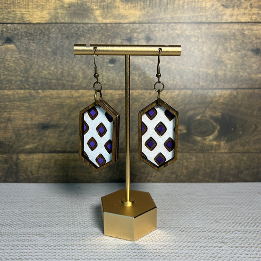 Framed Diamond Purple White Dangle Earrings