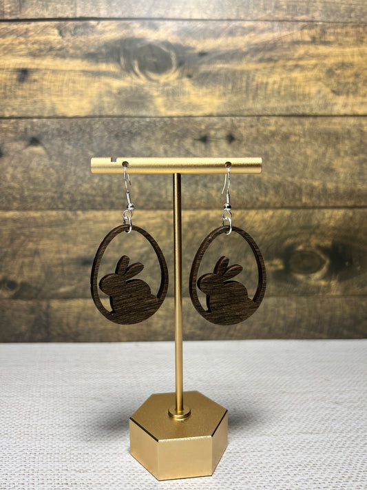 Bunny in Egg - Stained Wood Dangles
