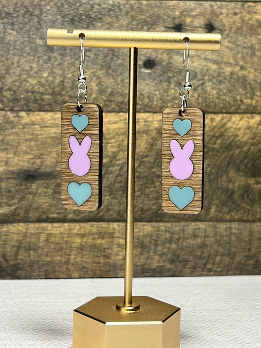 Hearts and Bunnies - Painted/Stained Wood or Acrylic Inlay Dangles